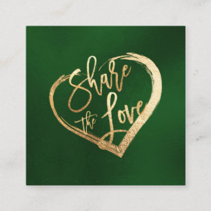 PixDezines Faux Gold Share the Love Immergrün Quadratische Visitenkarte