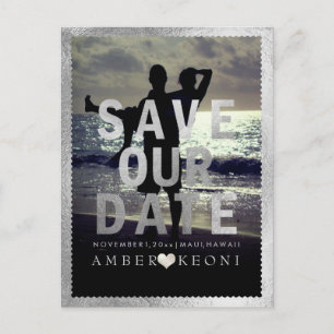 PixDezines Faux-Silber Save-the-Date/Herz Ankündigungspostkarte
