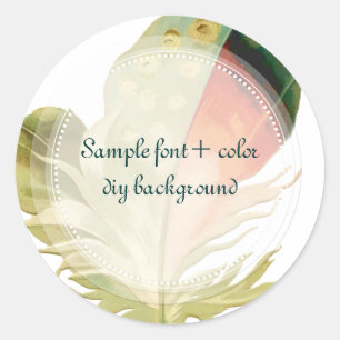 PixDezines Feather/Grün/Orange Runder Aufkleber