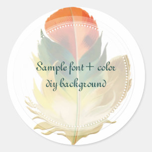 PixDezines Feder/Grün/Orange Runder Aufkleber