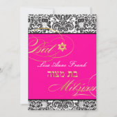 PixDezines Fidora Damask, Bat Mitzvah/JY Farbe Einladung (Vorderseite)