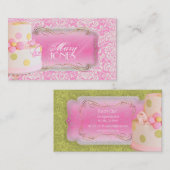 PixDezines Fidora Vintag Damask, Hochzeitstorte Visitenkarte (Vorne/Hinten)