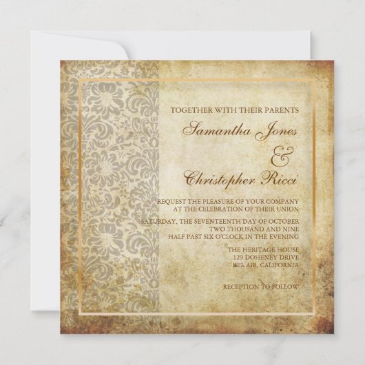 PixDezines Fidora, Vintage Damaskus Einladung (Rückseite)