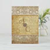 PixDezines Fidora, Vintage Damaskus Einladung (Stehend Vorderseite)