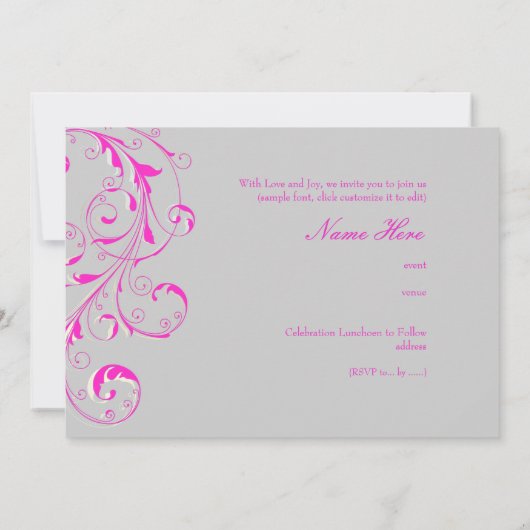 PixDezines-filigrane Wirbel/Farbton Einladung (Rückseite)