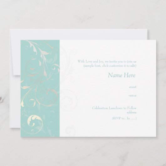 PixDezines filigrane Wirbel/Farbtöne, blau Einladung (Rückseite)