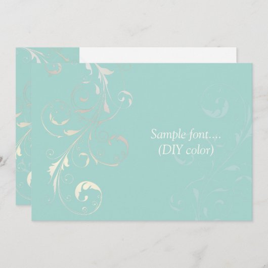 PixDezines filigrane Wirbel/Farbtöne, blau Einladung (Vorne/Hinten)