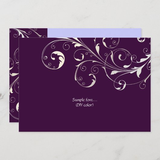 PixDezines filigrane Wirbel/Farbtöne, Pflaume Einladung (Vorne/Hinten)