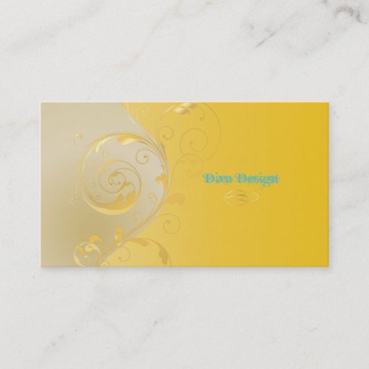 PixDezines Filigree+Wirbel/gold+gelb/DIY Visitenkarte (Vorderseite)