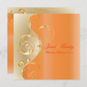 PixDezines Filigree+Wirbel/Gold+orange/Tagestoten Einladung (Vorne/Hinten)