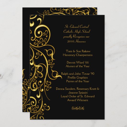 PixDezines FILIGREE WIRBEL / IMITATE GOLD Einladung (Vorne/Hinten)