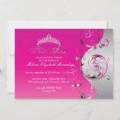 PixDezines Filigree+Wirbel/silber+heiß rosa Einladung (Rückseite)