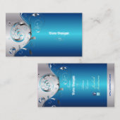 PixDezines Filigree+Wirbel/silber+metallisch Visitenkarte (Vorne/Hinten)