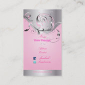 PixDezines Filigree+Wirbel/silber+posa pink Visitenkarte (Rückseite)