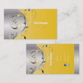 PixDezines Filigree+Wirbel/silber+Zitronenzest Visitenkarte (Vorne/Hinten)