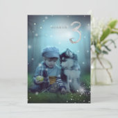 PixDezines Fireflies 3. Geburtstag Einladung (Stehend Vorderseite)