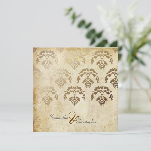 PixDezines Firenze Damask Einladung (Stehend Vorderseite)