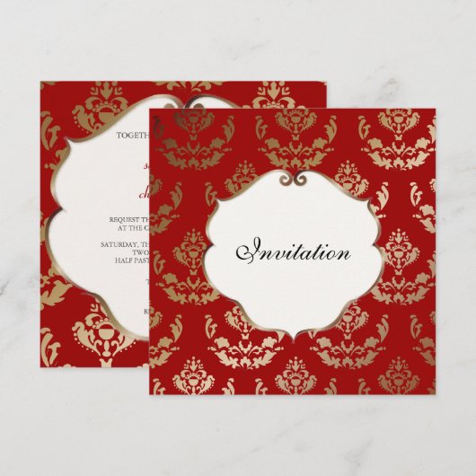 PixDezines Firenze Damask Einladung (Vorne/Hinten)