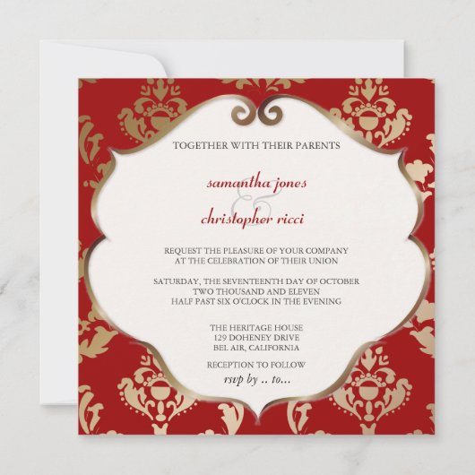 PixDezines Firenze Damask Einladung (Rückseite)