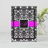 PixDezines Flora Damask/DIY color/neon pink Einladung (Stehend Vorderseite)