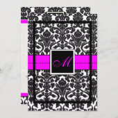 PixDezines Flora Damask/DIY color/neon pink Einladung (Vorne/Hinten)