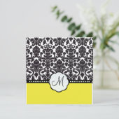 PixDezines Flora Damask/DIY Farben/schwarz+gelb Einladung (Stehend Vorderseite)