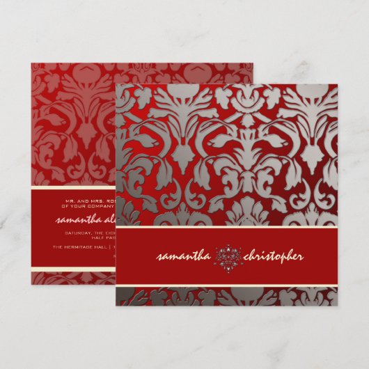 PixDezines Flora Damask Einladung (Vorne/Hinten)