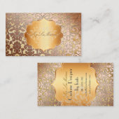 PixDezines FLORA DAMASK IMITAT KOPER+PARCHER Visitenkarte (Vorne/Hinten)