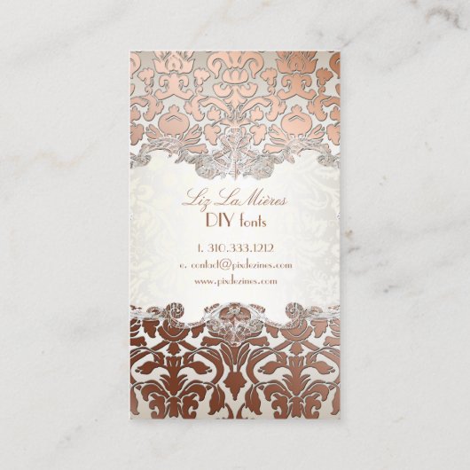 PixDezines-Flora-Damast/Imitate Kupfer Visitenkarte (Rückseite)