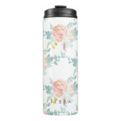 PixDezines Floral/Aquarell/Peonies/Pfirsich+Mint Thermosbecher (Vorderseite)
