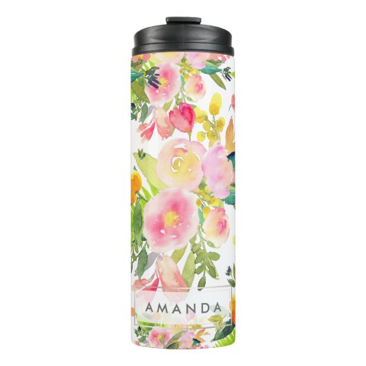 PixDezines Floral/Aquarell/Spring Bouquet Thermosbecher (Vorderseite)