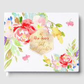 PixDezines Floral Aquarellbat Mitzvah, Peonies Gästebuch (Vorderseite)