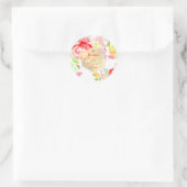 PixDezines Floral Aquarellbat Mitzvah, Peonies Runder Aufkleber (Tasche)