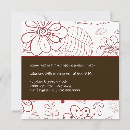 PixDezines Floral+Ferns, DIY Hintergrund/rot Einladung (Rückseite)