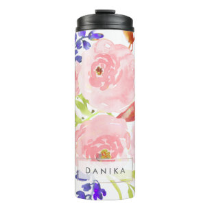 PixDezines Floral Wasserfarbe/DIY-Hintergrund Thermosbecher