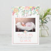 PixDezines Floral Wasserfarbe Geburtsankündigung Einladung (Stehend Vorderseite)