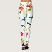 PixDezines Floral Wasserfarbe/Ranunculus/Rosa Leggings (Rückseite)