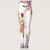 PixDezines Floral Wasserfarbe/Ranunculus/Rosa Leggings (Vorderseite)