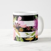 PixDezines floral/wasserfarbe/ranunculus/Streifen Jumbo-Tasse (Vorderseite Rechts)