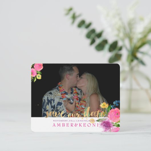 PixDezines Floral Wasserfarbe/Rett unseres Datums Save The Date (Stehend Vorderseite)