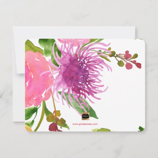 PixDezines Floral Wasserfarbe/Rett unseres Datums Save The Date (Rückseite)