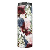 PixDezines Floral Wasserfarbe Rote Burgund Marine Thermosbecher (Rückseite)