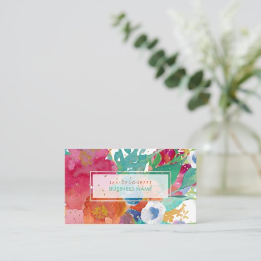 PixDezines Floral Wasserfarbe/Stiefmütterchen/Gold Visitenkarte (Stehend Vorderseite)