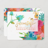 PixDezines Floral Wasserfarbe/Stiefmütterchen/rett Save The Date (Vorne/Hinten)