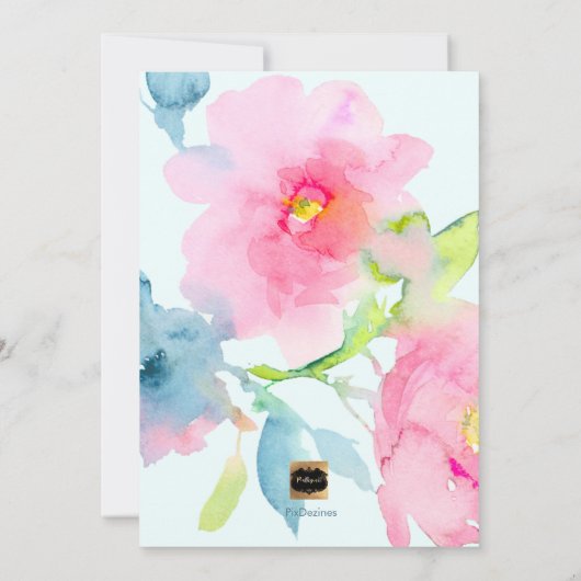 PixDezines Floral Watercolor Bat Mitzvah Einladung (Rückseite)