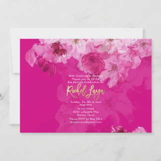 PixDezines Floral Watercolor Bat Mitzvah Einladung