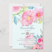 PixDezines Floral Watercolor Bat Mitzvah Einladung (Vorderseite)