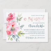 PixDezines Floral Watercolor Bat Mitzvah, Ombre Einladung (Vorderseite)