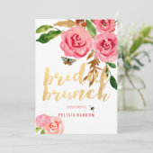 PixDezines Floral Watercolor Bridal Brunch/DIY Einladung (Stehend Vorderseite)