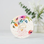 PixDezines Floral Watercolor Brunch+Bubble Einladung (Stehend Vorderseite)